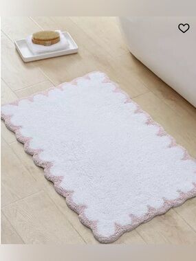 Peri Home Scallop Bath Rugs 20x30 Soft Cotton Blush/ White Bathroom Mat Set Of 2